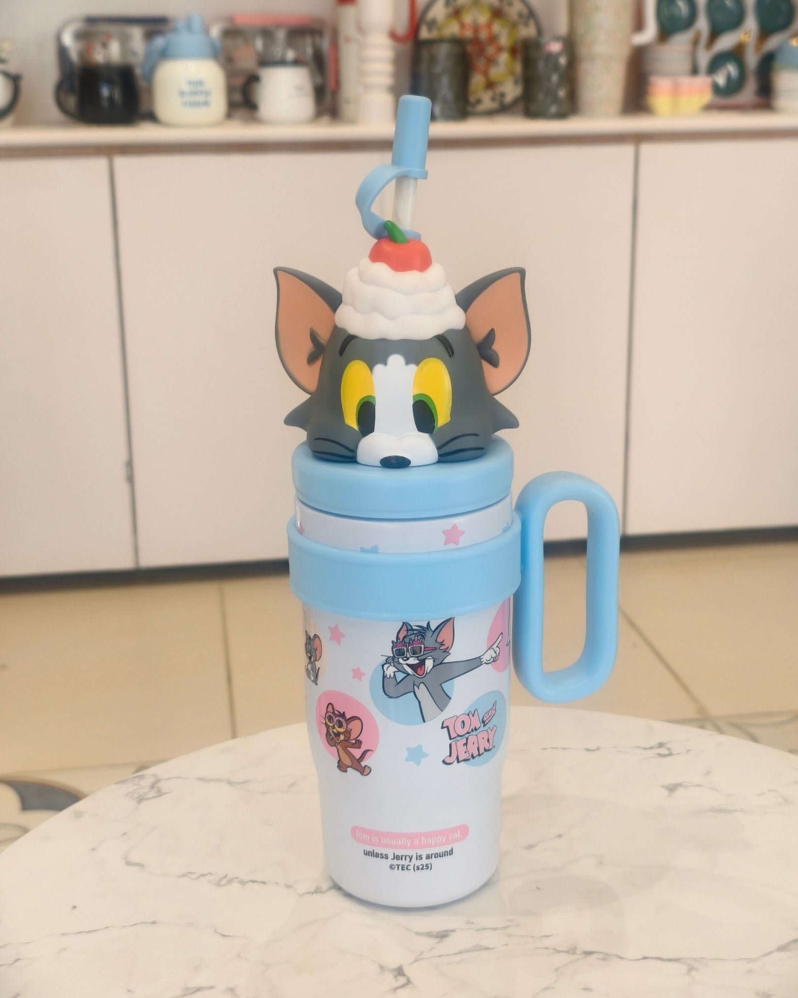 Kids Character TOM Sipper Tumbler with Straw and Handle – Insulated Drinkware Mug
