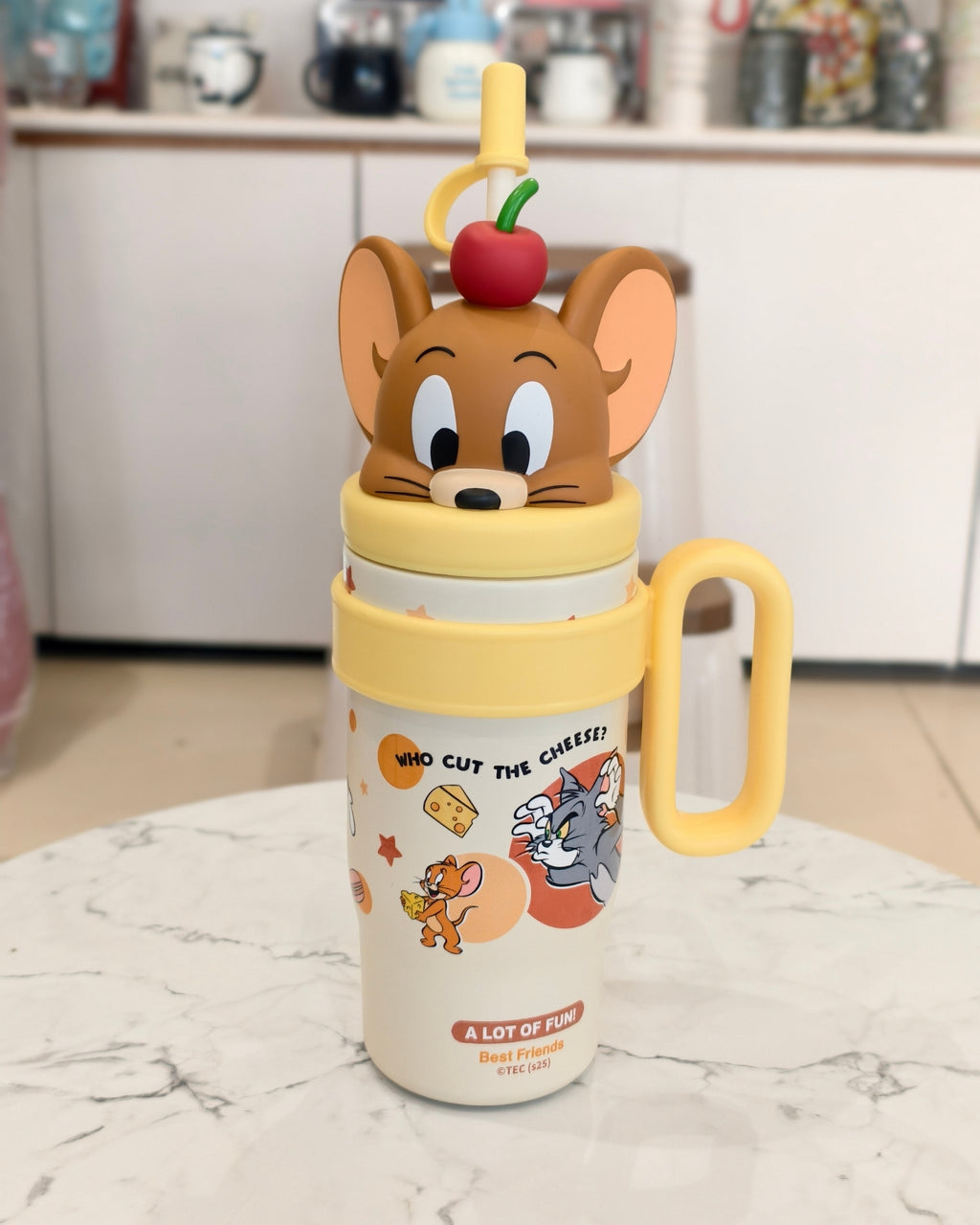 Kids Character JERRY Sipper Tumbler with Straw and Handle – Insulated Drinkware Mug