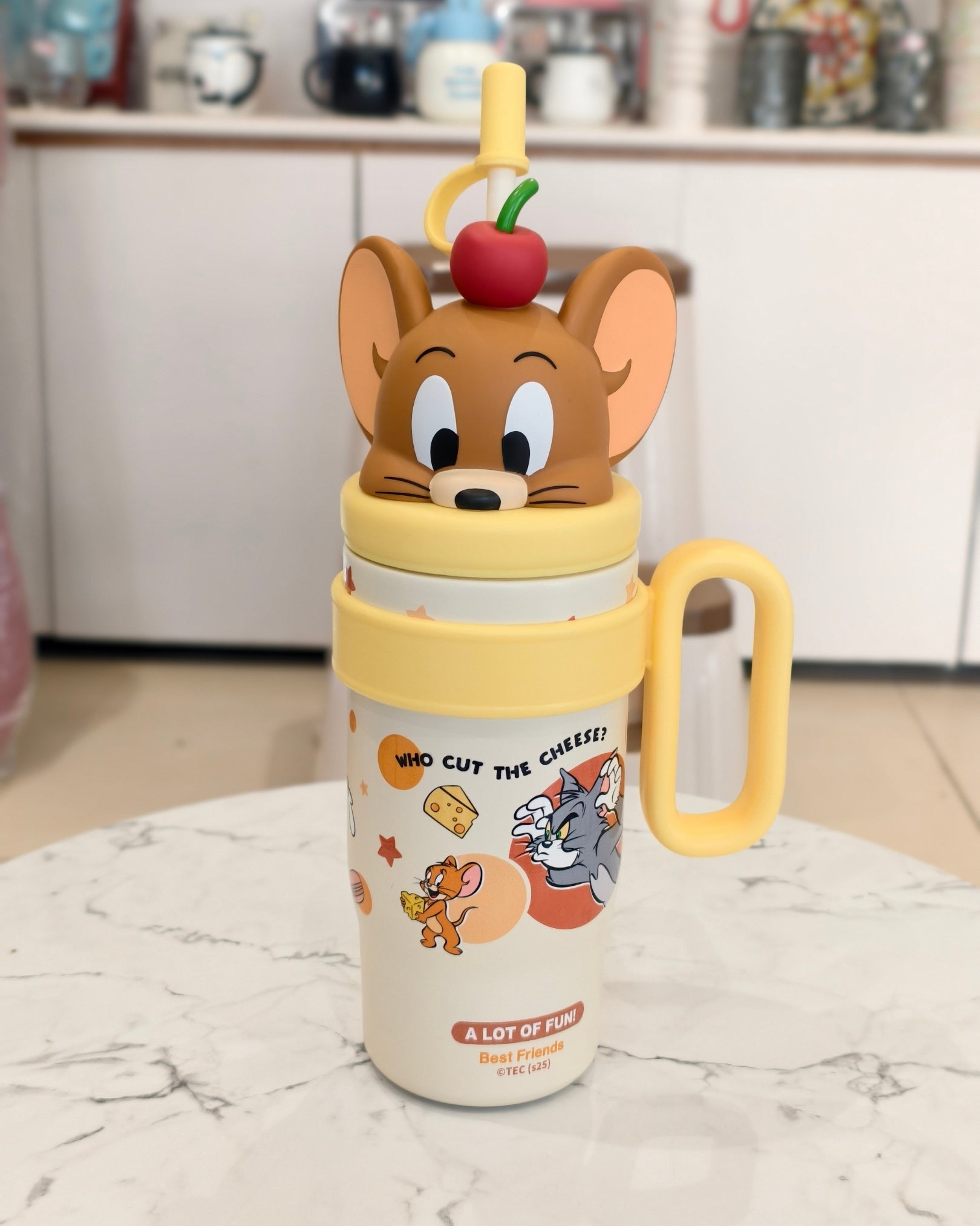 Kids Character JERRY Sipper Tumbler with Straw and Handle – Insulated Drinkware Mug