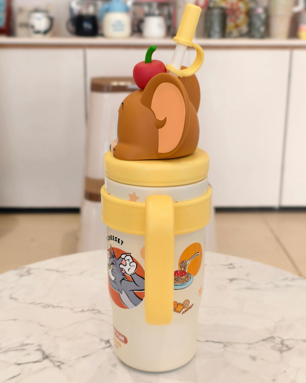 Kids Character JERRY Sipper Tumbler with Straw and Handle – Insulated Drinkware Mug