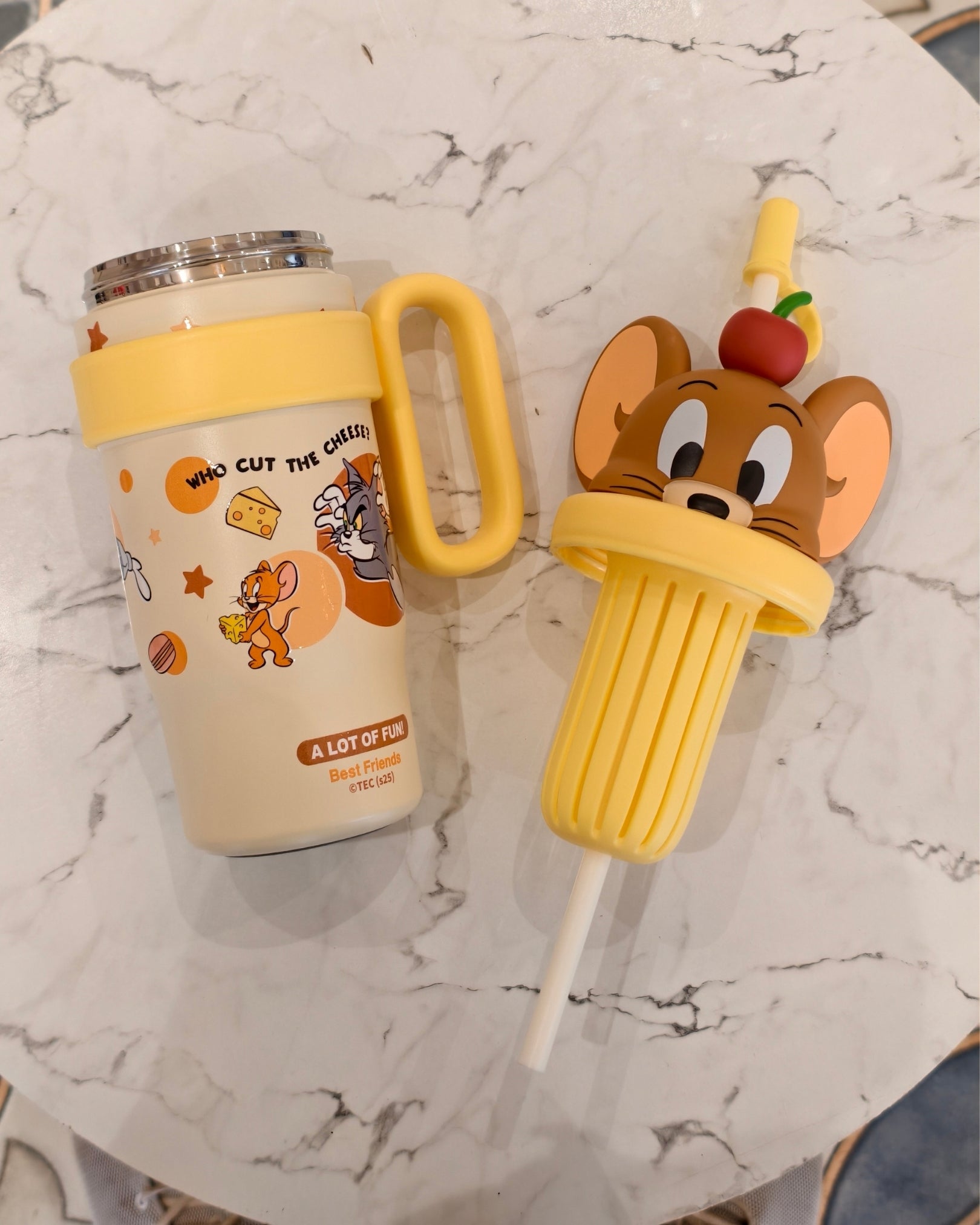 Kids Character JERRY Sipper Tumbler with Straw and Handle – Insulated Drinkware Mug
