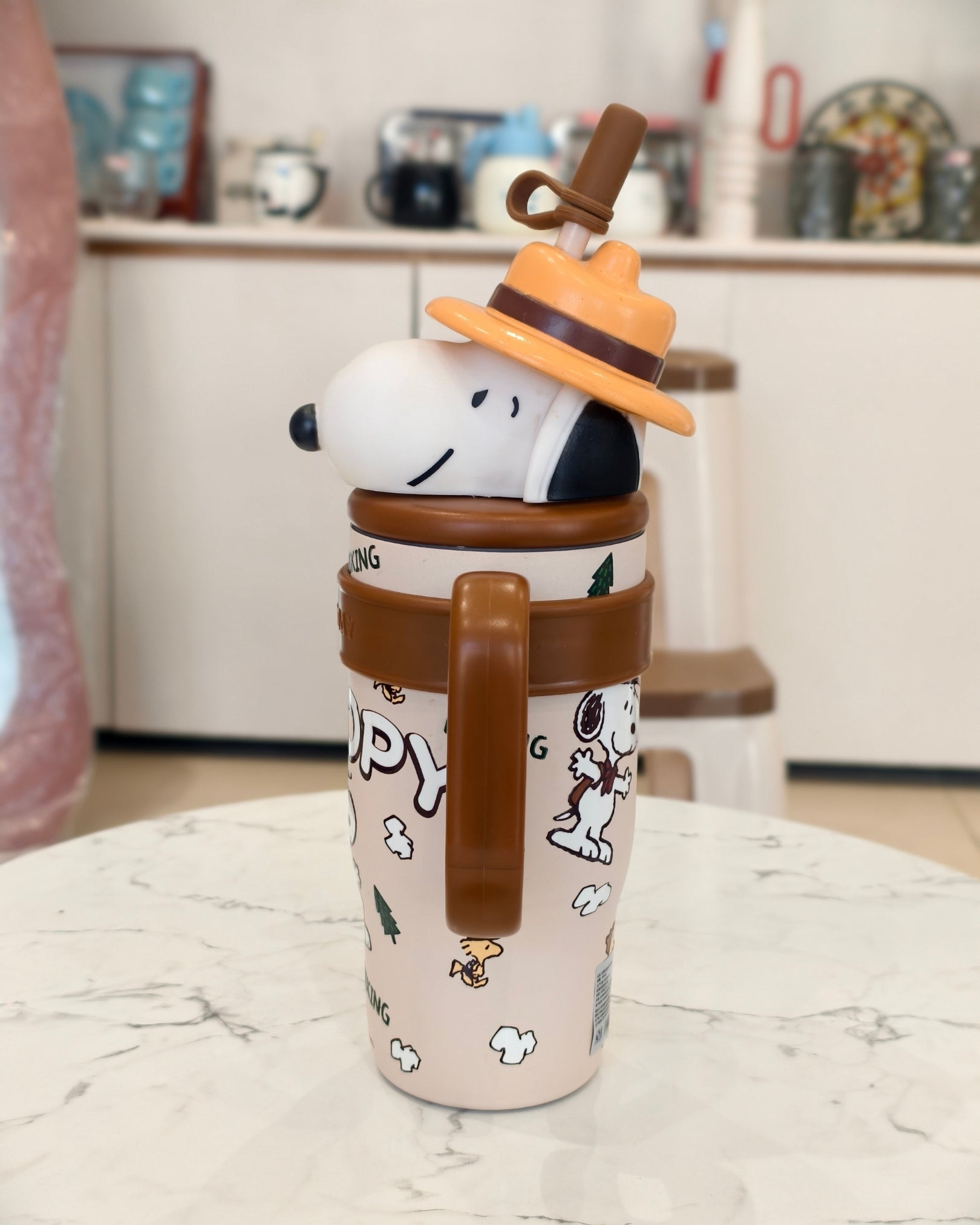 Kids Character SNOOPY Sipper Tumbler with Straw and Handle – Insulated Drinkware Mug