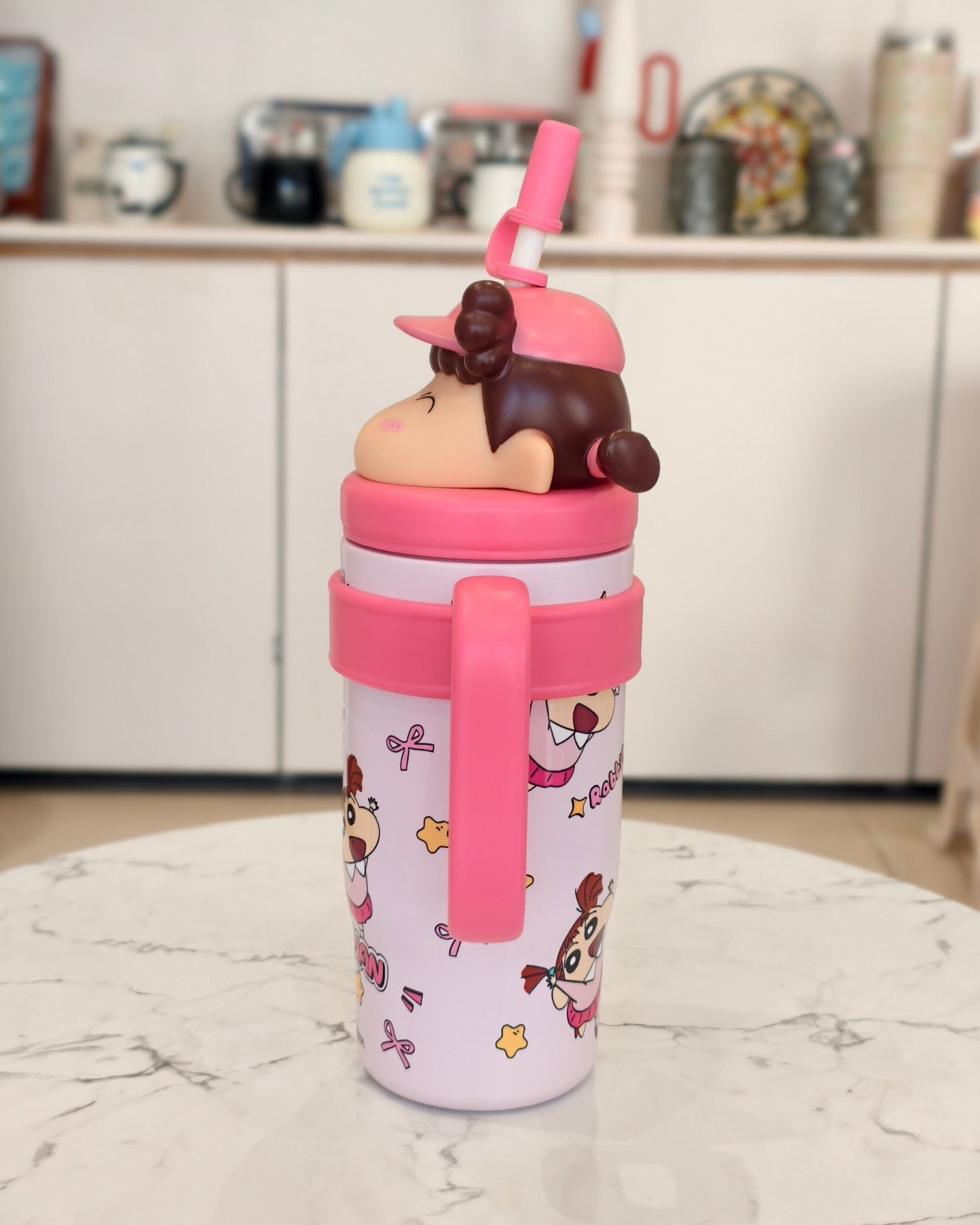 Kids Character Himawari Sipper Tumbler with Straw and Handle – Insulated Drinkware Mug
