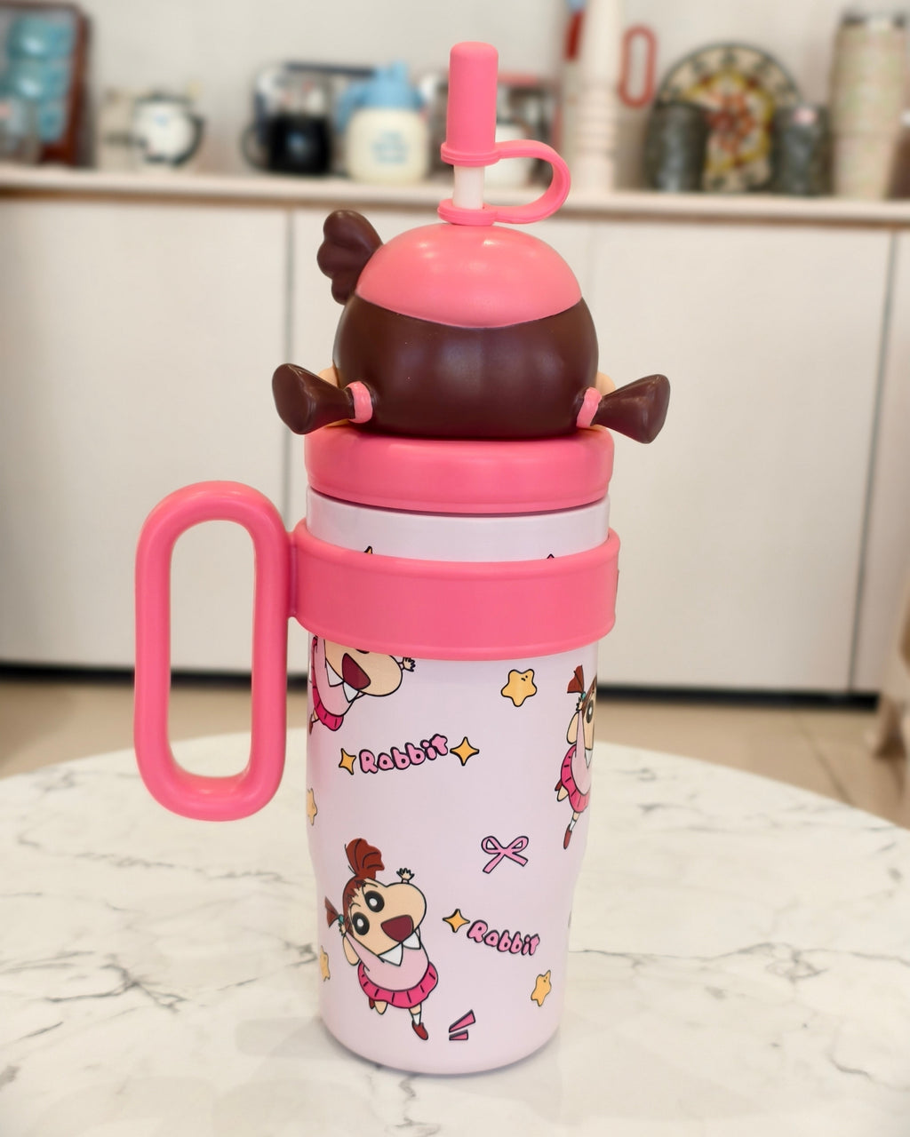 Kids Character Himawari Sipper Tumbler with Straw and Handle – Insulated Drinkware Mug