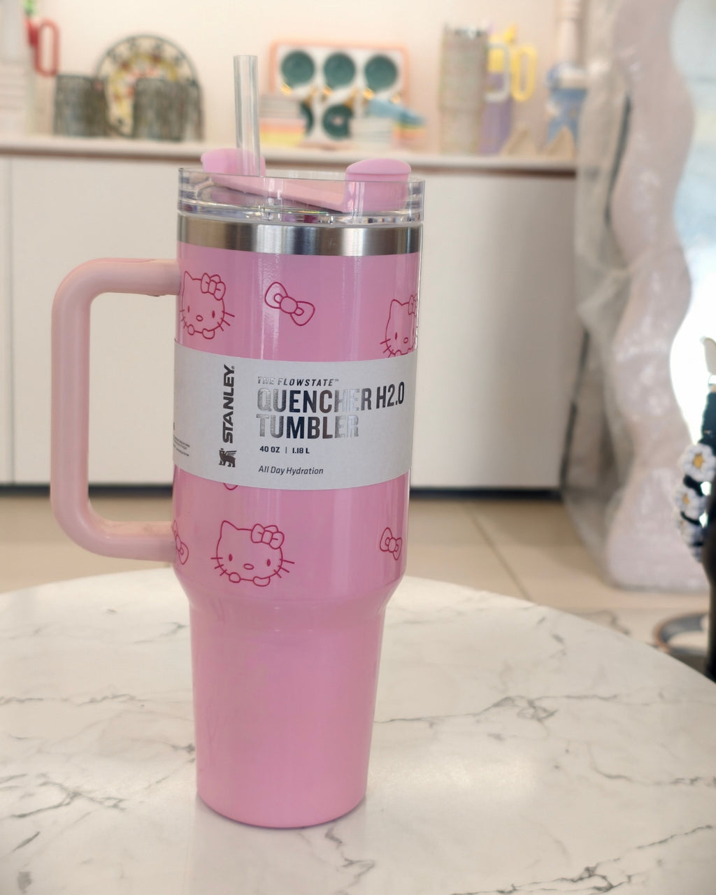 Pink Insulated Travel Tumbler with Handle and Straw – Large Capacity Stainless Steel Quencher Mug