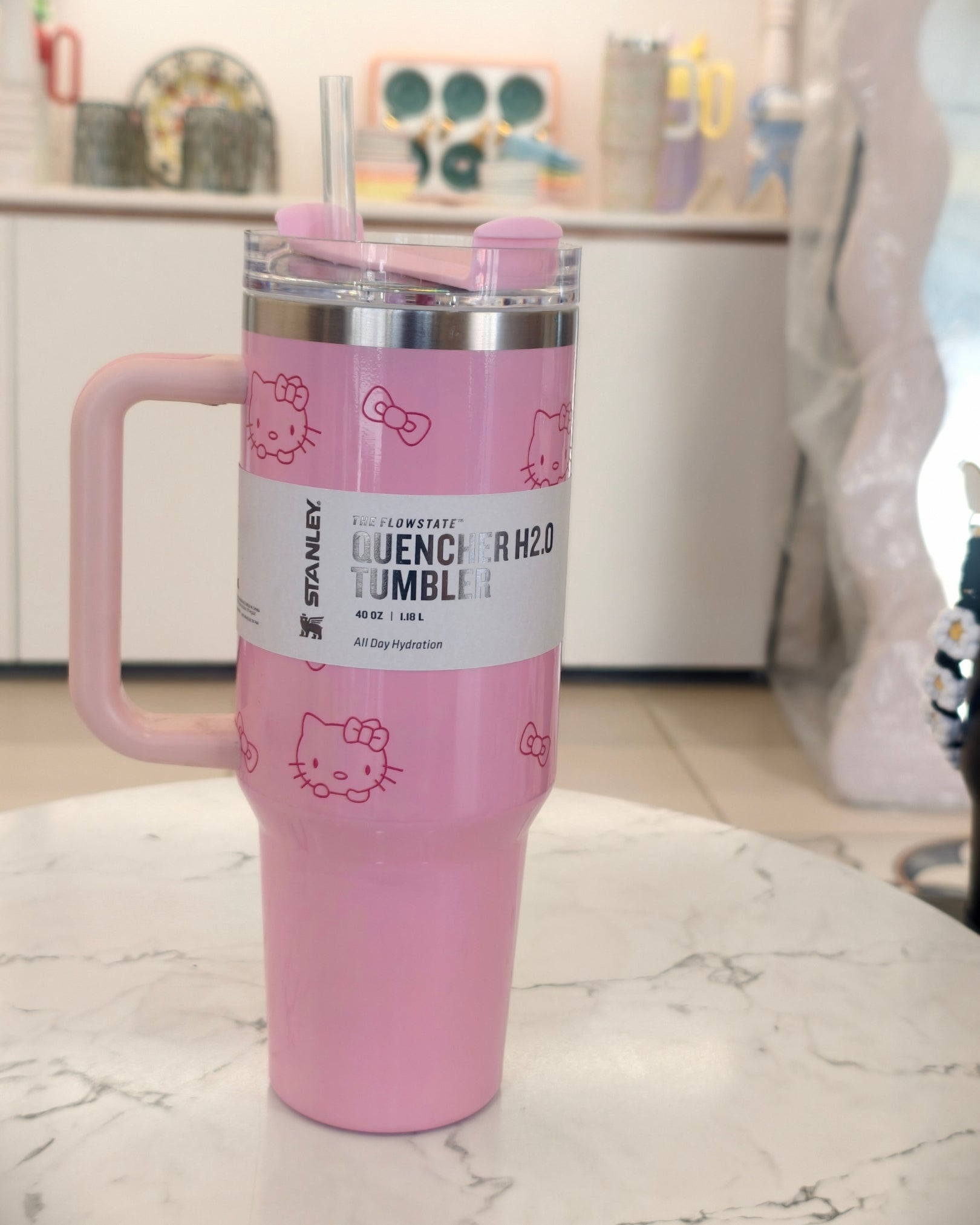 Pink Insulated Travel Tumbler with Handle and Straw – Large Capacity Stainless Steel Quencher Mug