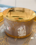 Gold-Trimmed Decorative Serving Tray with Lidded Jars – Luxury Dry Fruit & Snack Set