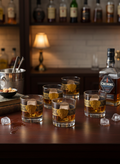 Luxury Ribbed Crystal Whisky Glass Set of 4 with Gold Rim – 400 ml Premium Tumblers