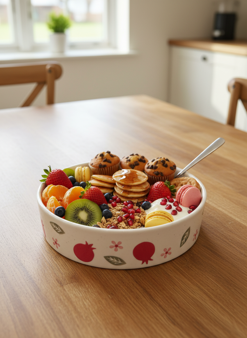 Cute Printed Ceramic Salad Serving Bowl – Microwave & Dishwasher Safe Snack Bowl (Pack of 1)