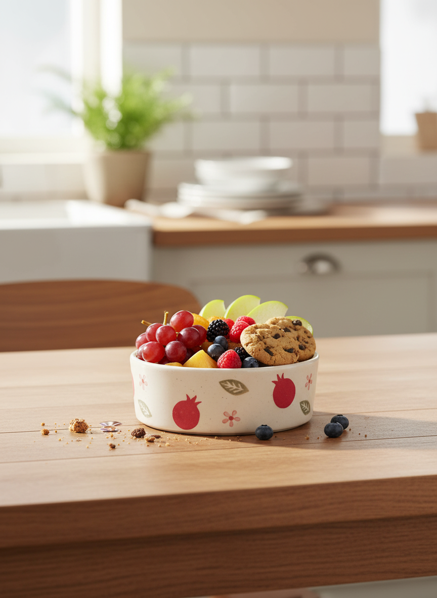 Cute Printed Ceramic Salad Serving Bowl – Microwave & Dishwasher Safe Snack Bowl (Pack of 1)