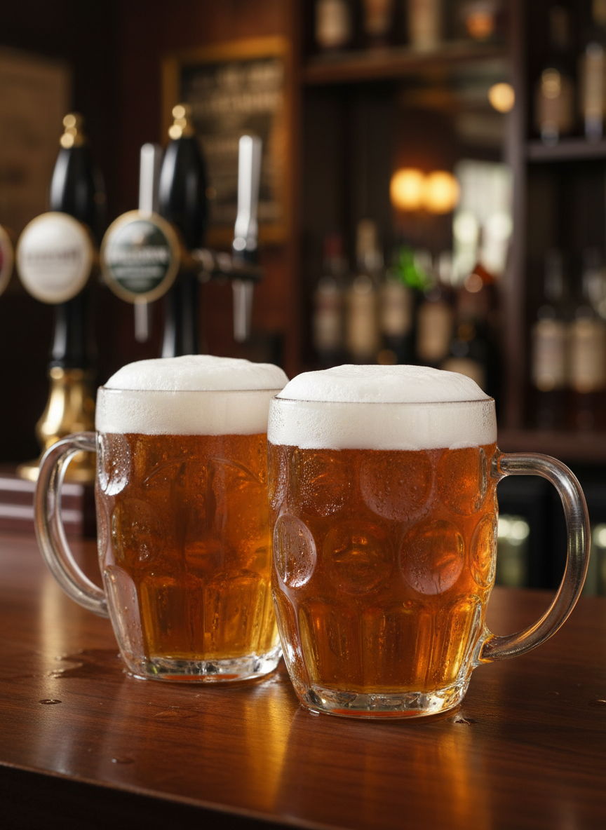 Britannia Beer Glass Mug Set of 2 – 570 ml Thick Clear Glass with Handle