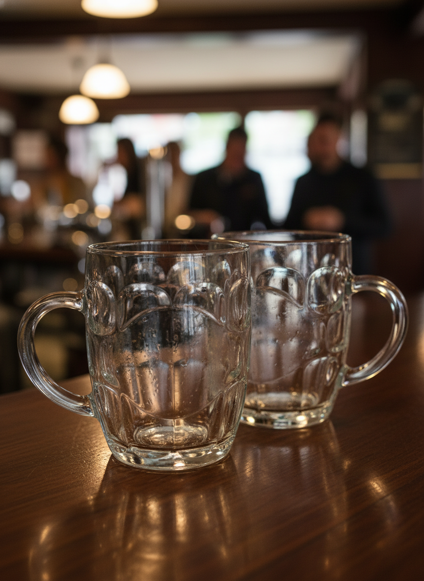 Britannia Beer Glass Mug Set of 2 – 570 ml Thick Clear Glass with Handle