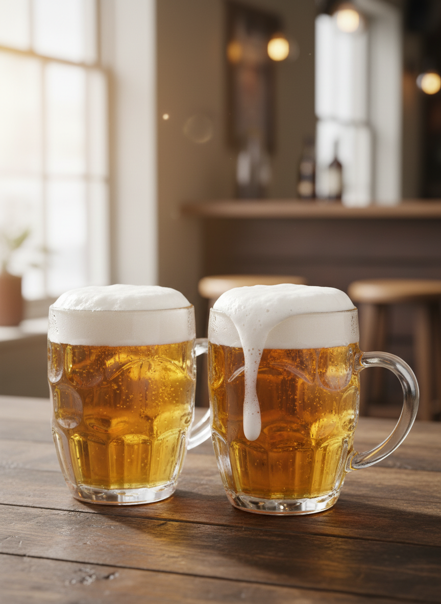 Britannia Beer Glass Mug Set of 2 – 570 ml Thick Clear Glass with Handle