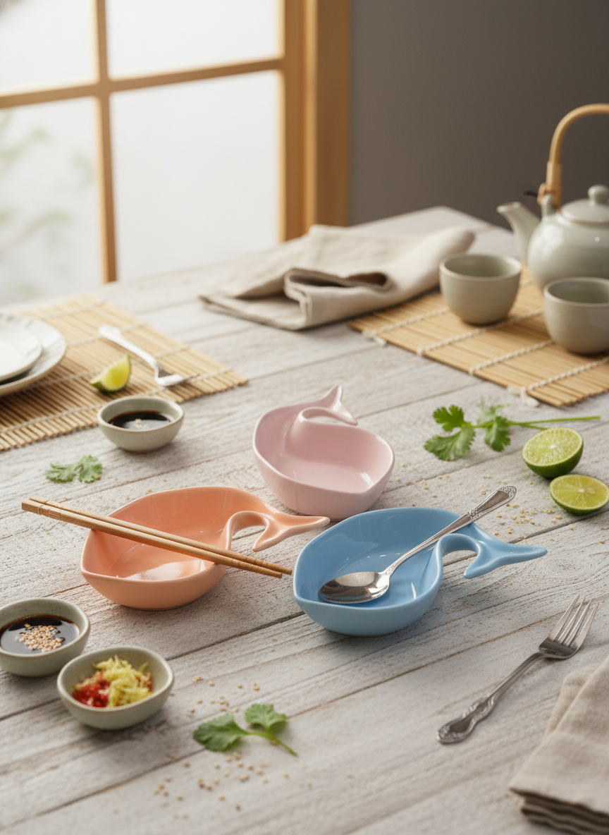 White Ceramic Chopstick Rest Dip Saucer – Japanese Style Holder