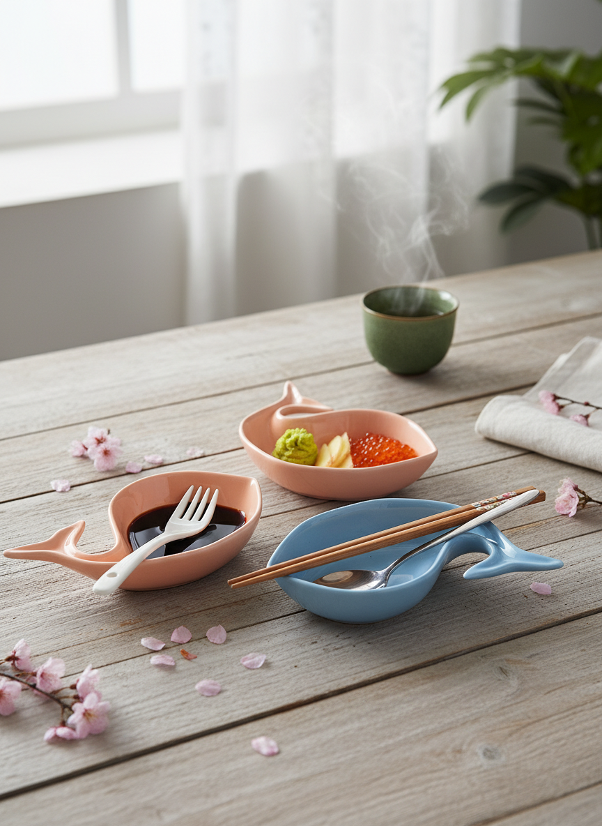 White Ceramic Chopstick Rest Dip Saucer – Japanese Style Holder