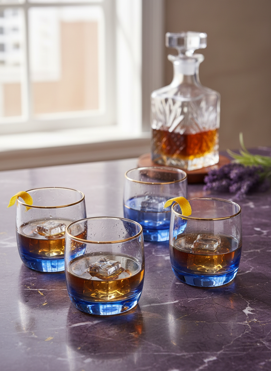 Bohemia Purple Glass Tumbler – Whisky Style Drinking Glass