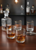 Gold Rim Ribbed Whisky Glass – Crystal Tumbler 400ml (Pack of 4)