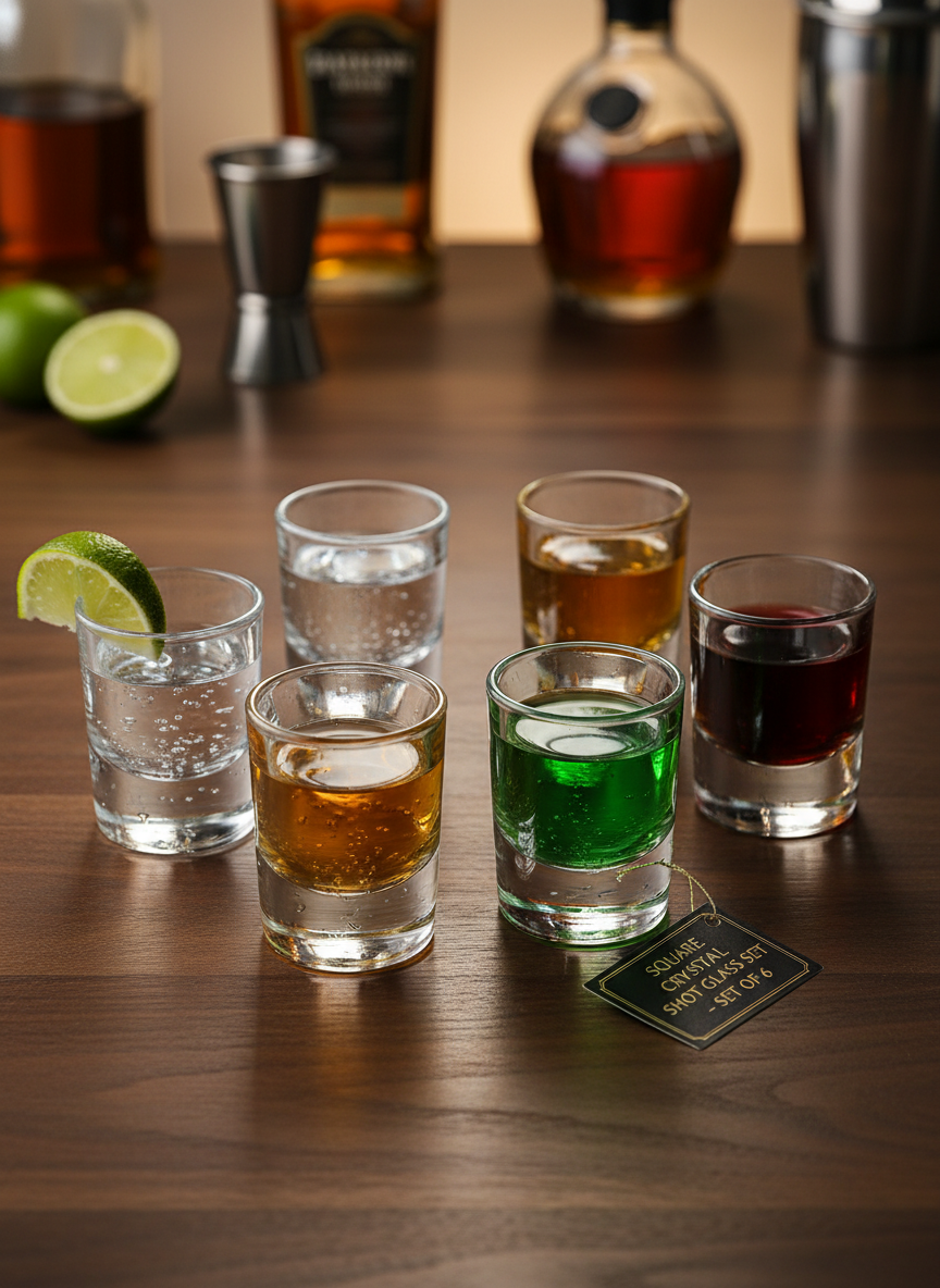 Square Crystal Shot Glass Set – Lead-Free 10ml (Set of 6)