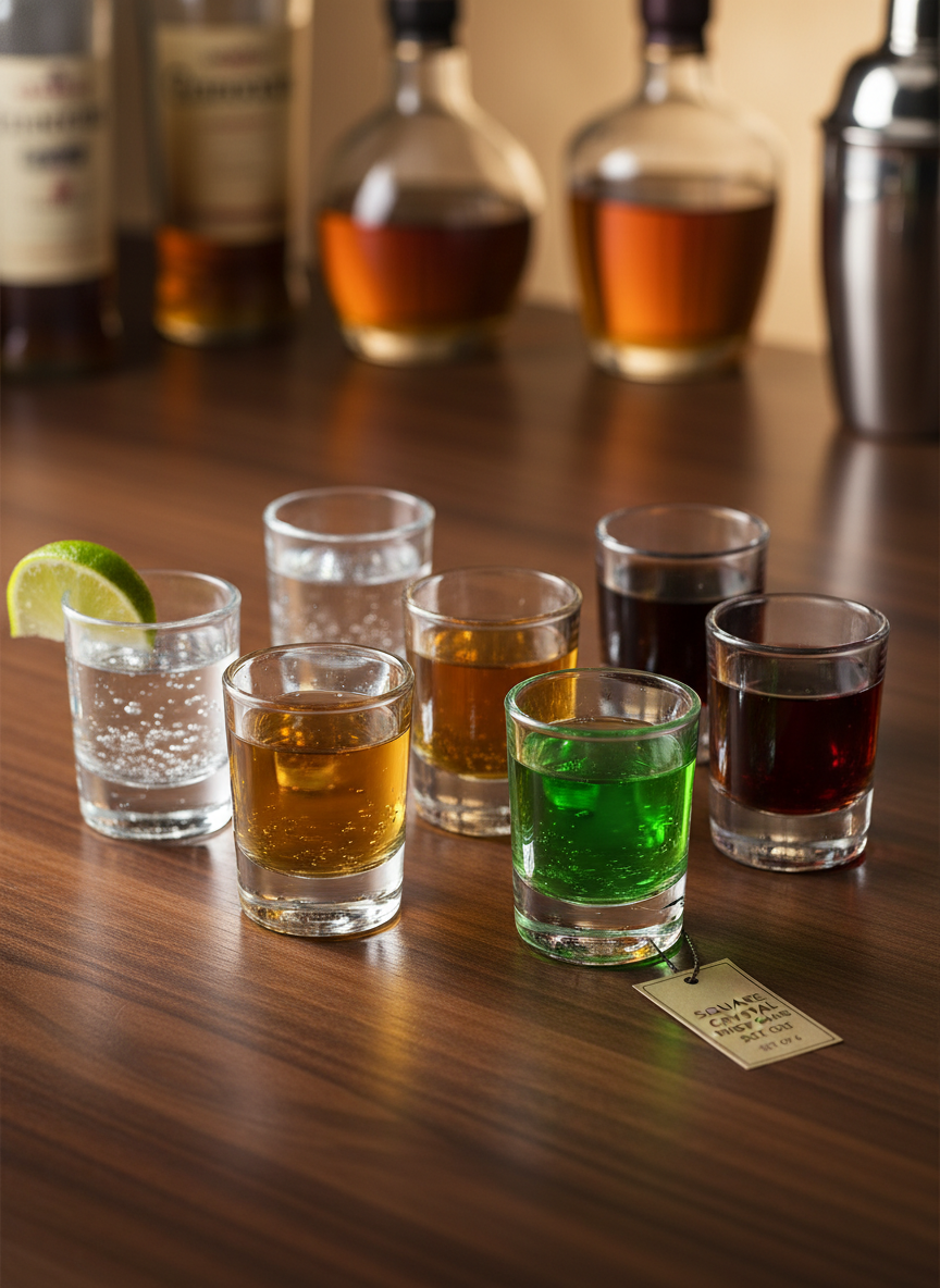 Square Crystal Shot Glass Set – Lead-Free 10ml (Set of 6)