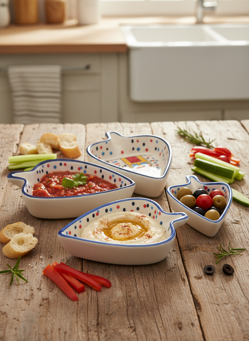 Multicolor Leaf-Shaped Ceramic Platters – Small (Set of 3)