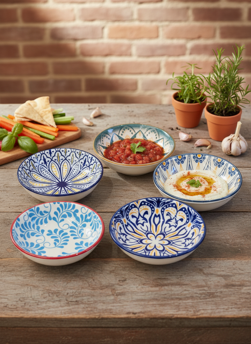 Multicolour Ceramic Mandala Dip Bowls – 100ml (Set of 4)