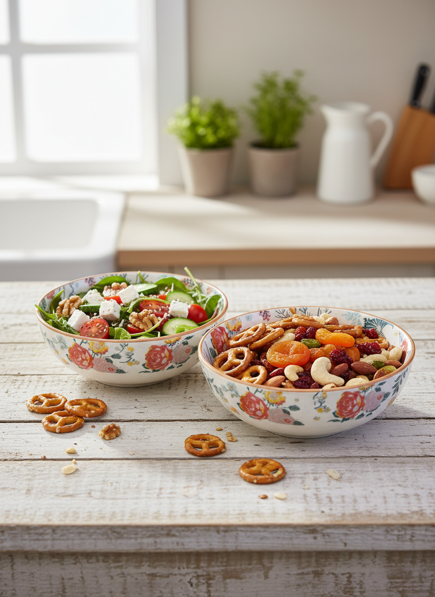 Natural Wooden Multipurpose Salad Bowls (Set of 2)