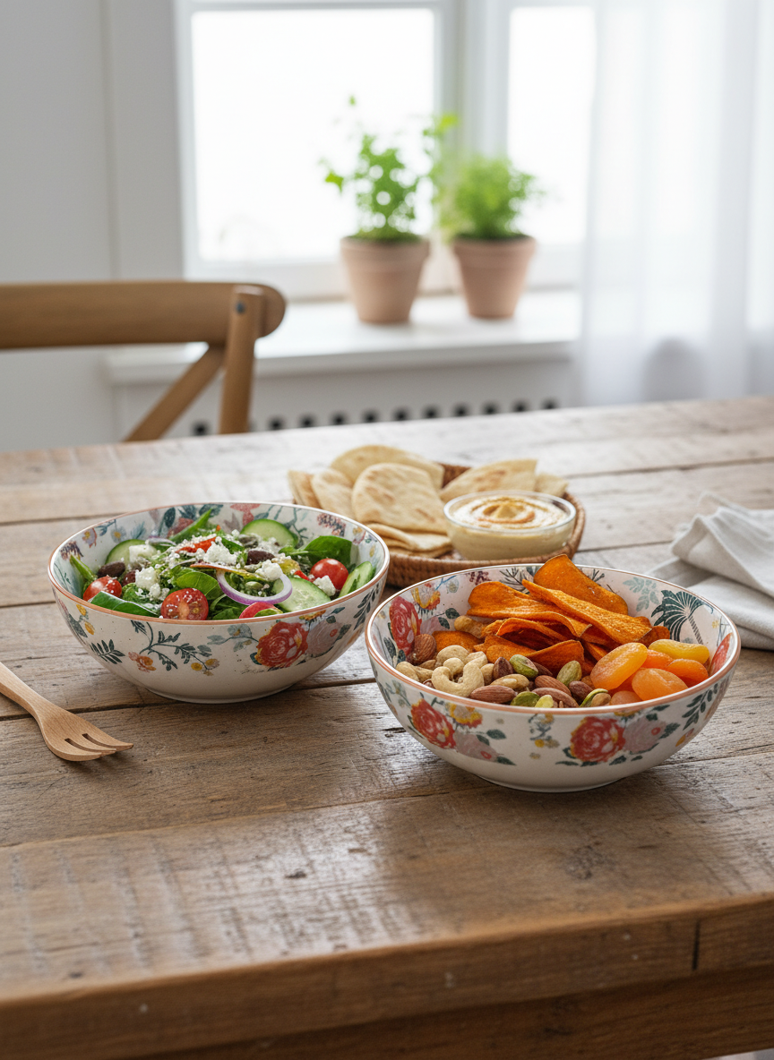 Natural Wooden Multipurpose Salad Bowls (Set of 2)