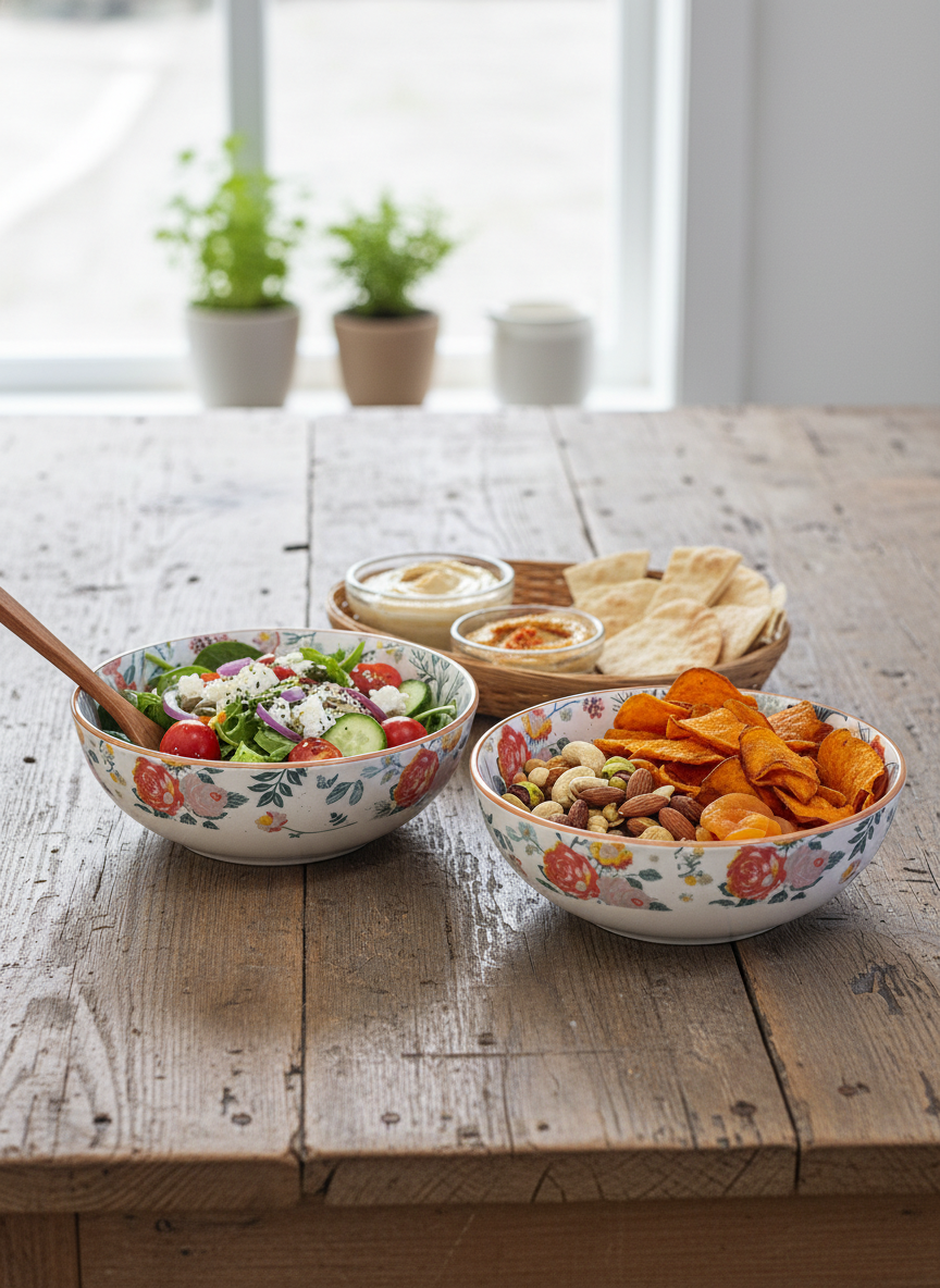 Natural Wooden Multipurpose Salad Bowls (Set of 2)