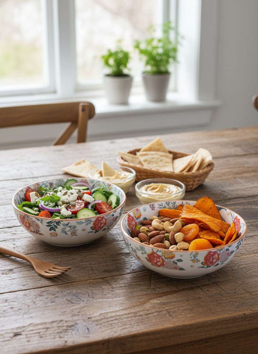 Natural Wooden Multipurpose Salad Bowls (Set of 2)