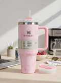 Pink Insulated Handle Tumbler with Straw – Quencher H2.0 Style Stainless Steel Travel Mug