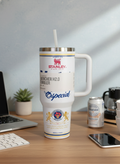 White Insulated Handle Tumbler with Straw – Quencher H2.0 Style Stainless Steel Travel Mug