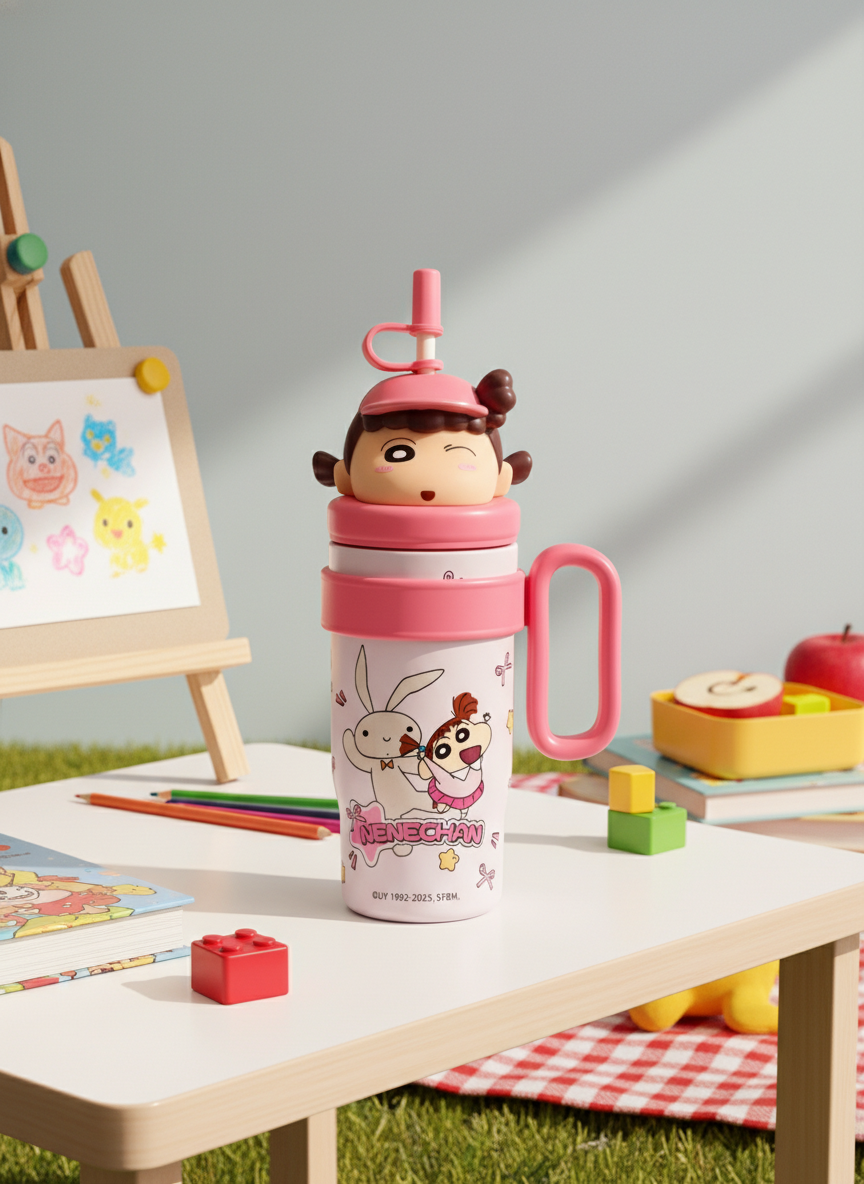 Kids Character Himawari Sipper Tumbler with Straw and Handle – Insulated Drinkware Mug