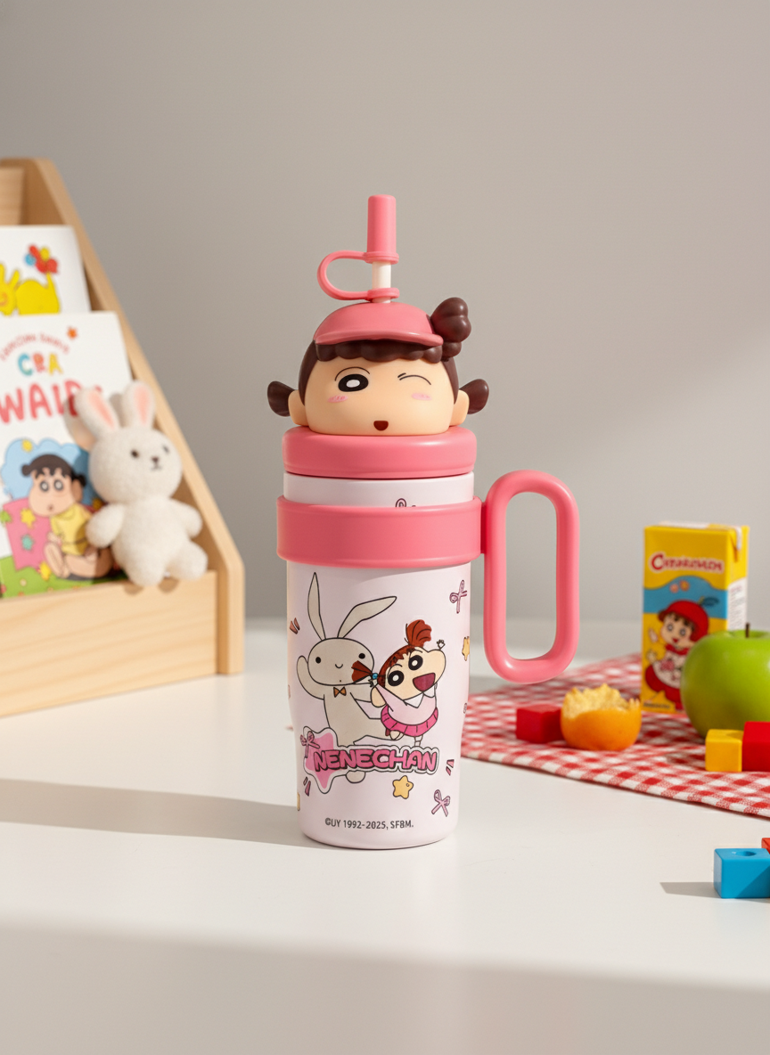 Kids Character Himawari Sipper Tumbler with Straw and Handle – Insulated Drinkware Mug