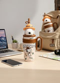 Kids Character SNOOPY Sipper Tumbler with Straw and Handle – Insulated Drinkware Mug