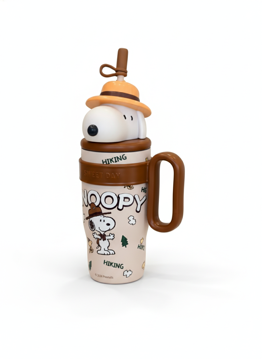 Kids Character SNOOPY Sipper Tumbler with Straw and Handle – Insulated Drinkware Mug