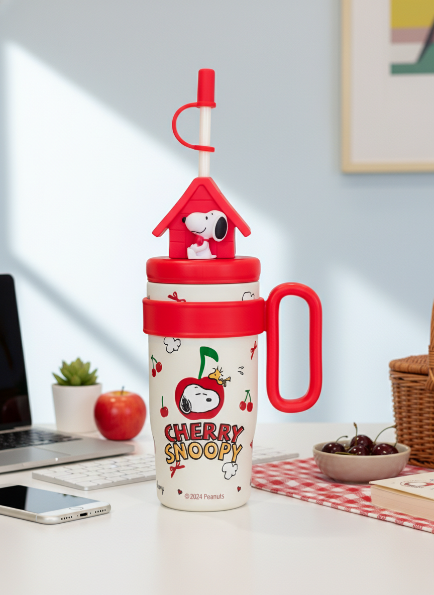 Kids Character Sipper Tumbler with Straw and Handle – Insulated Drinkware Mug