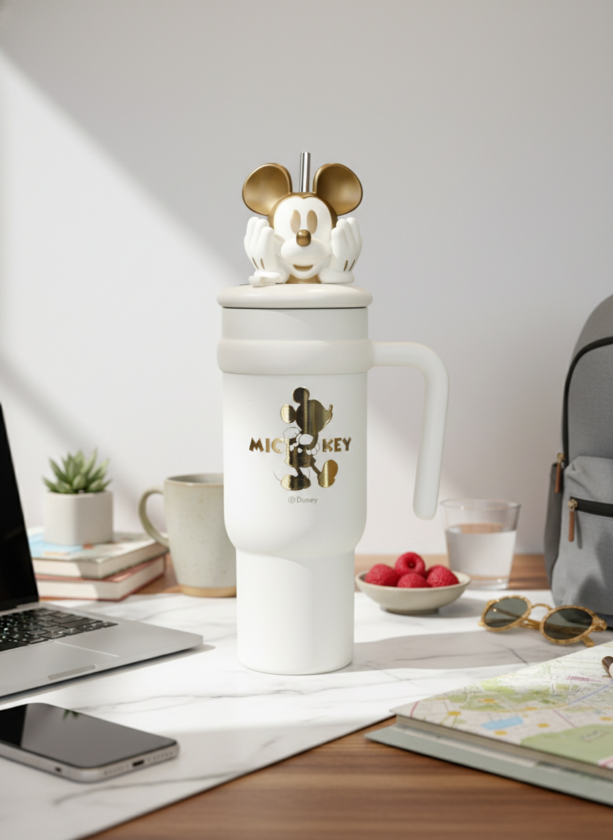 Character Sipper Tumbler with Handle and Straw – Insulated Kids Drinkware Mug