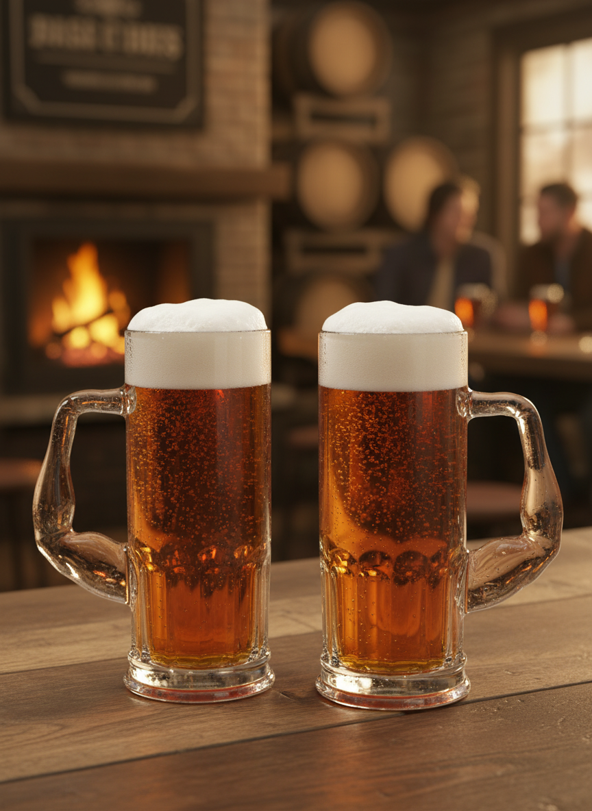 Muscle Handle Beer Glass Mugs Set of 2 – 600 ml Jumbo Tall Beer Mugs for Men