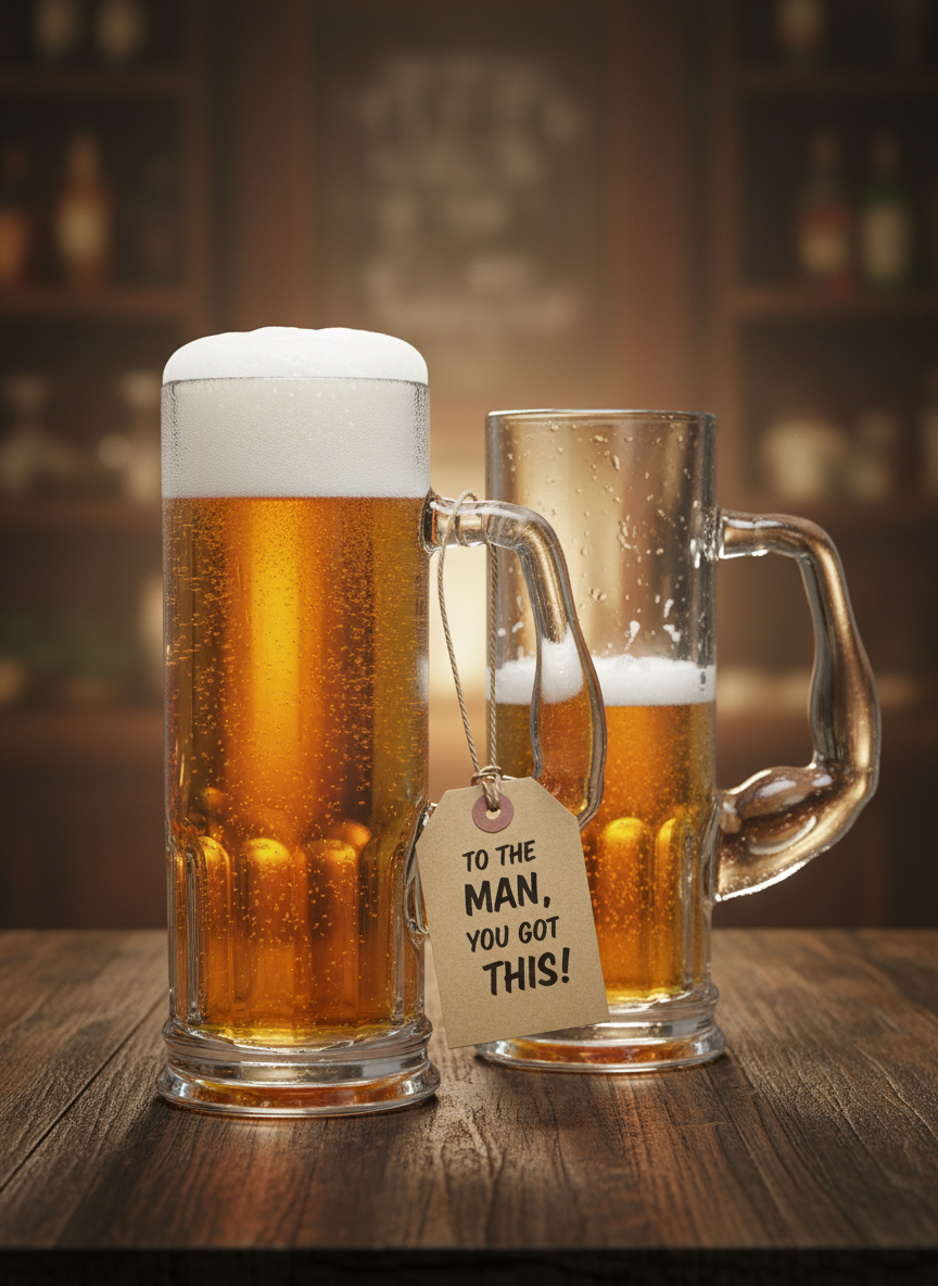 Muscle Handle Beer Glass Mugs Set of 2 – 600 ml Jumbo Tall Beer Mugs for Men