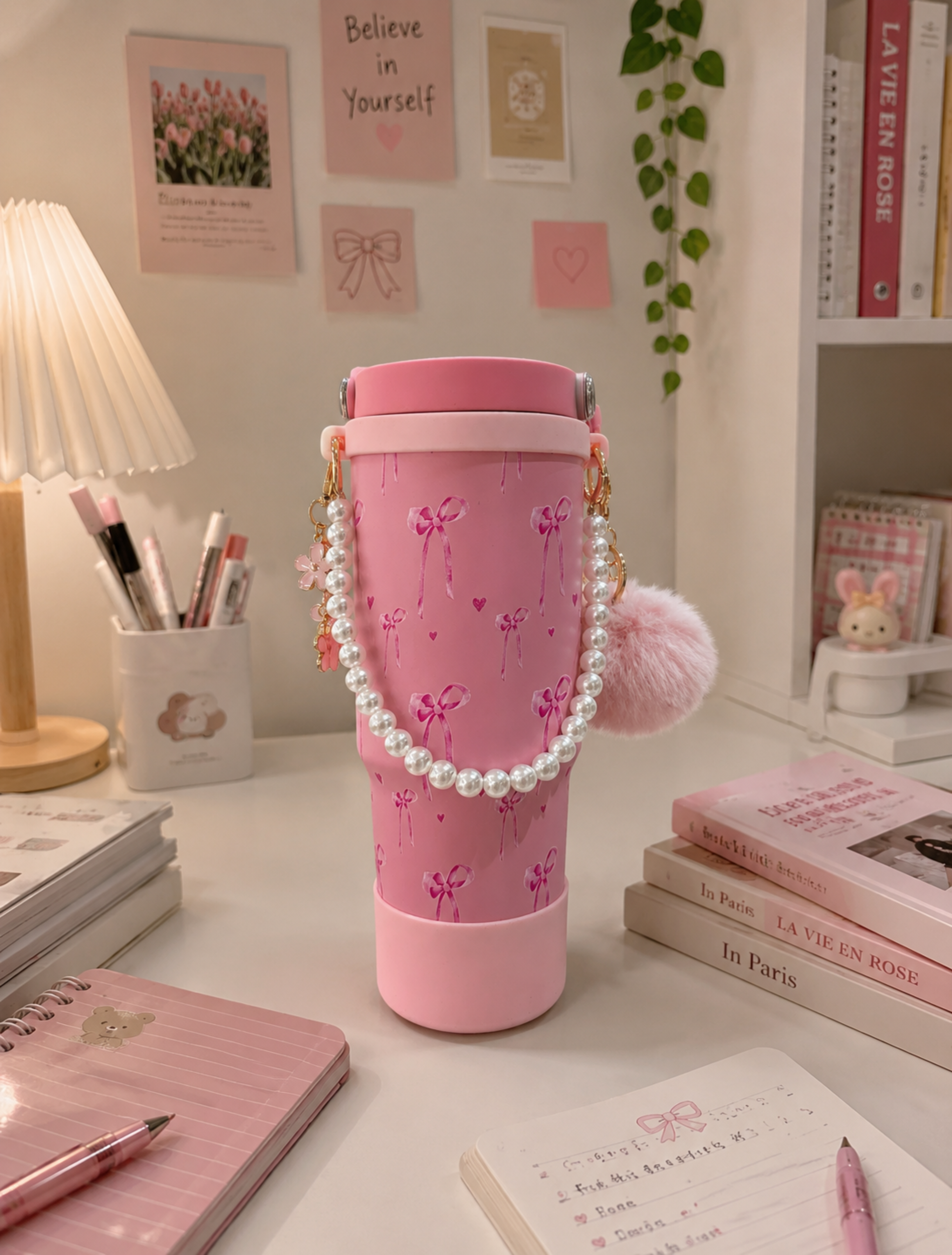 Pretty Bow & Pearl Charm Tumbler | 600 ML