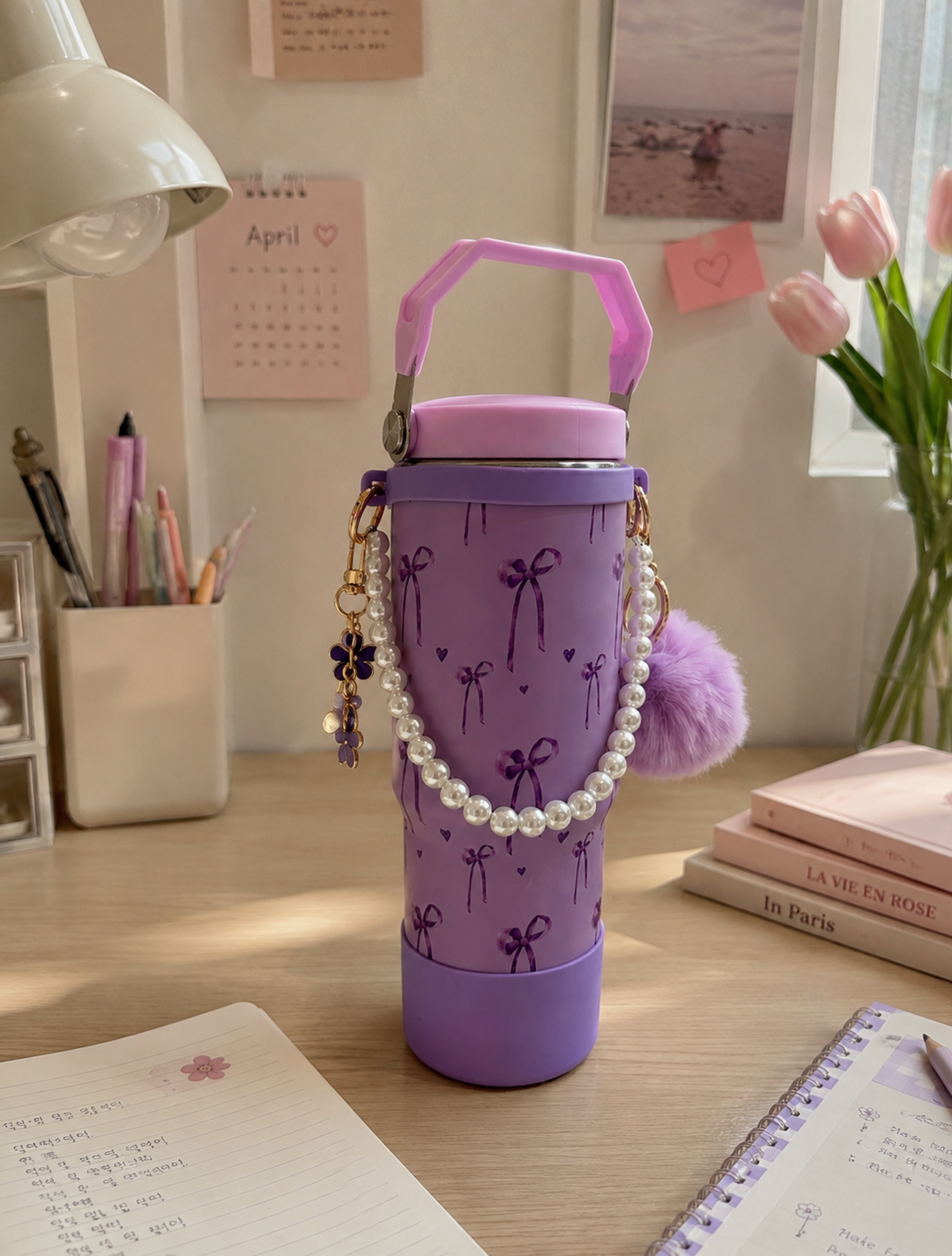 Pretty Bow & Pearl Charm Tumbler | 600 ML