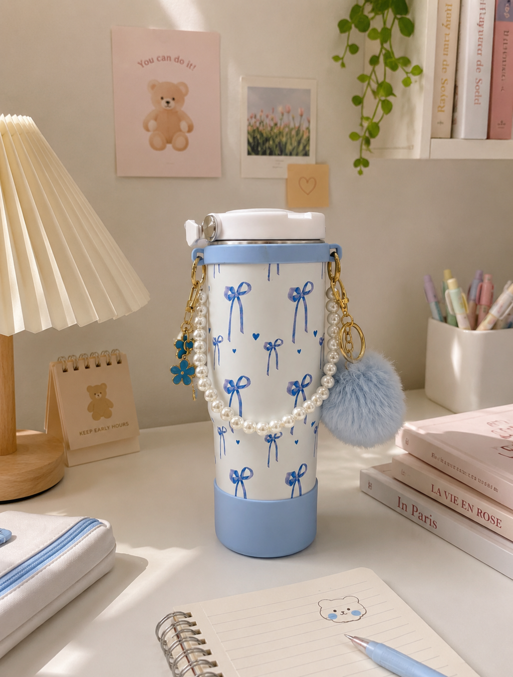 Pretty Bow & Pearl Charm Tumbler | 600 ML