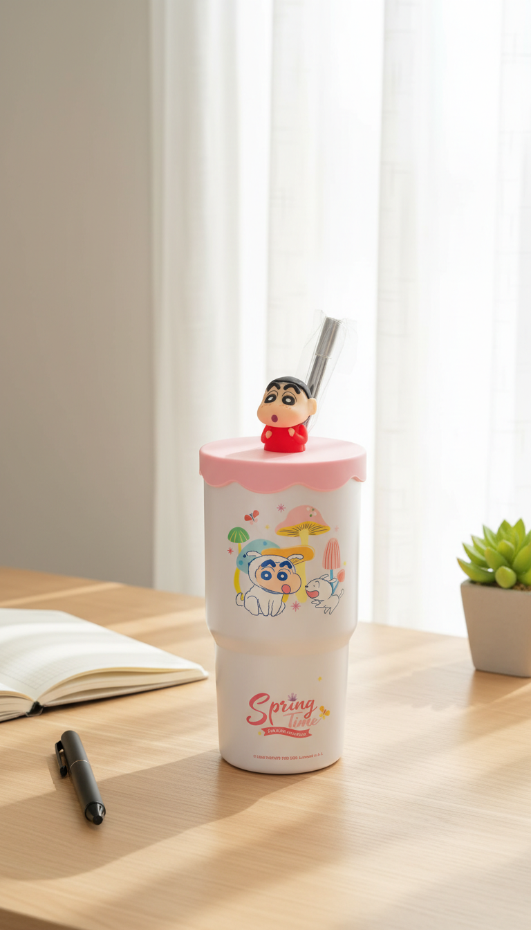 Shinchan Cartoon Vacuum Insulated Sipper Cup with Straw – 580ml
