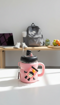 Cartoon Character Kids Sipper Bottle with Handle & Straw Lid – 550ml