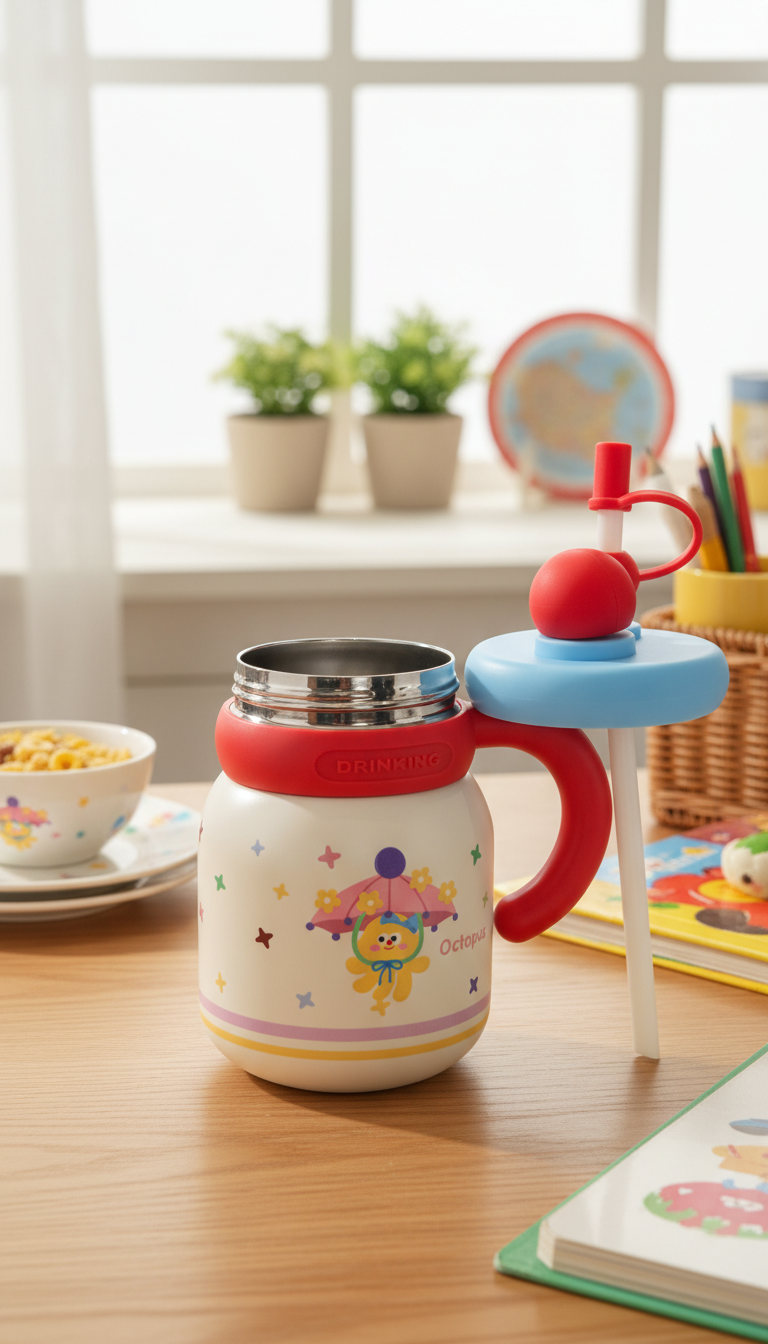 Kids Stainless Steel Sipper Bottle with Straw & Handle – 780ml