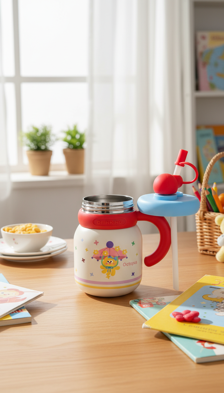 Kids Stainless Steel Sipper Bottle with Straw & Handle – 780ml