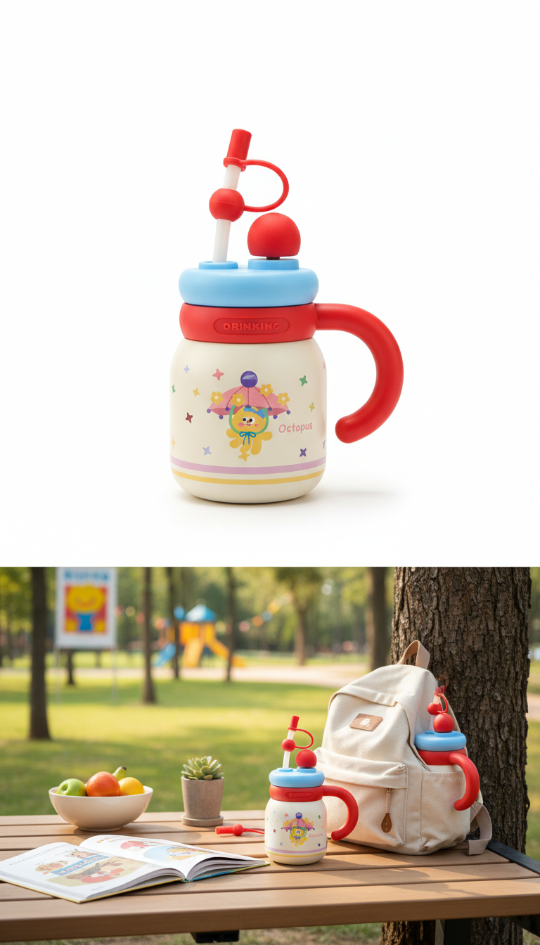 Kids Stainless Steel Sipper Bottle with Straw & Handle – 780ml