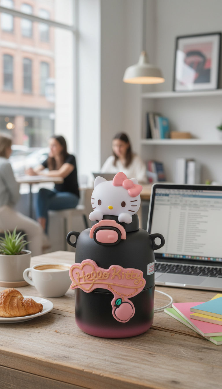 Hello Kitty Cartoon Kids Sipper Bottle with Character Lid – 430ml