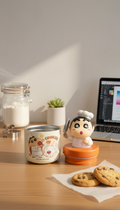 Miaoqu Palm Ceramic Cup with Character Lid – 160ml