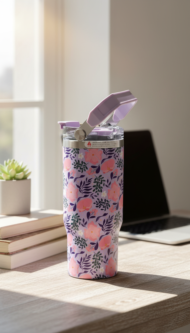 Sitarayuri Floral Vacuum Insulated Bottle with Handle – 900ml
